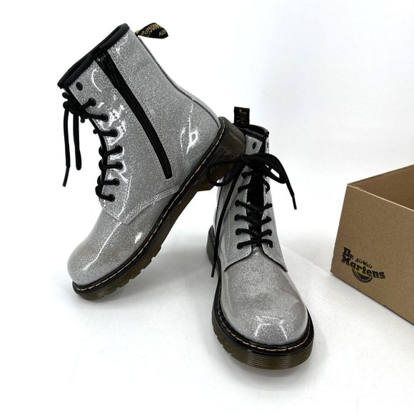 Dr. Martens Other - Dr Doc Martens Girls Boots 1460 GLITTER Y SILVER Size US 6